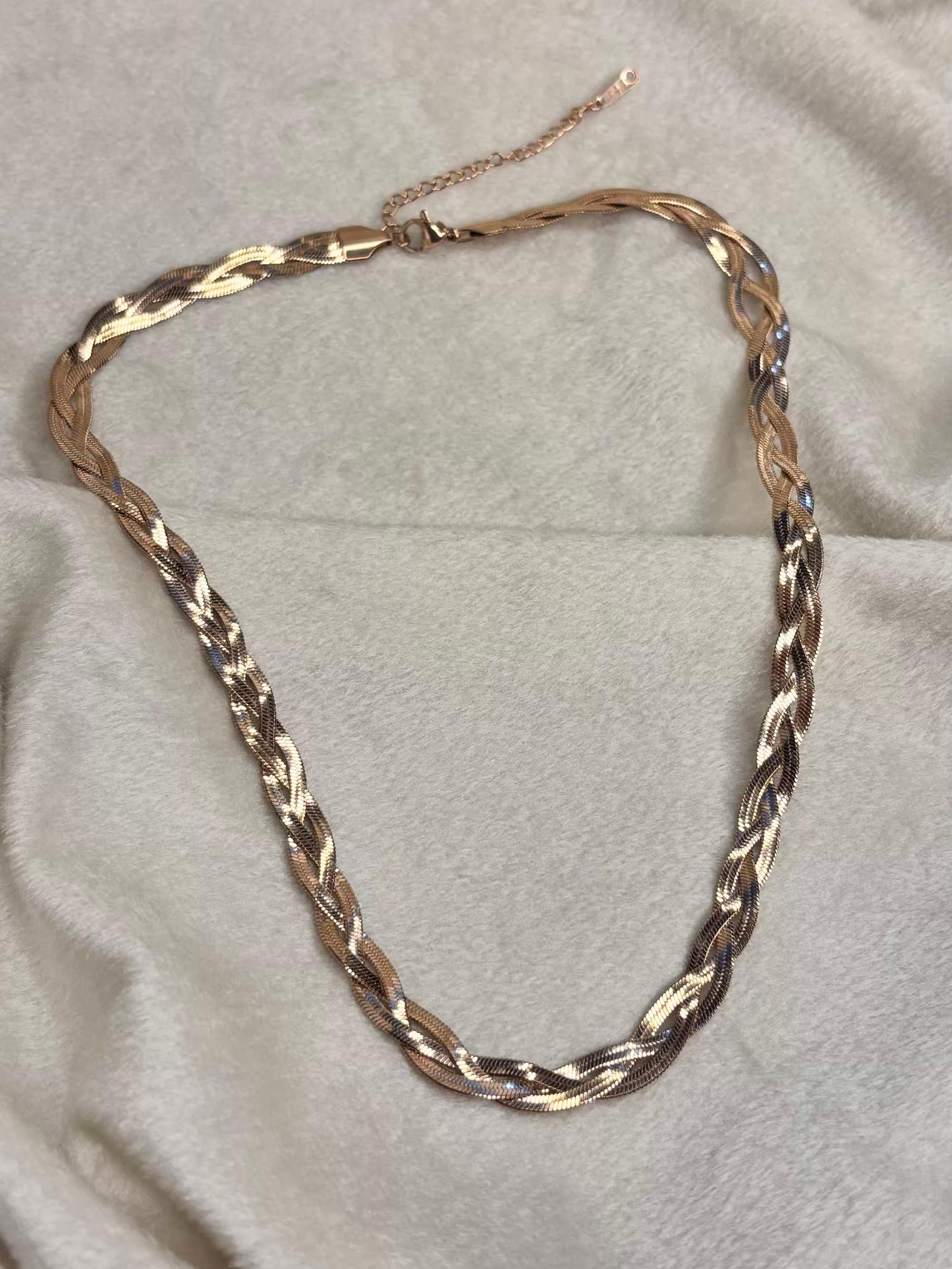 Twisted Snake Chain Necklace 18K Gold Plated Premium Necklace