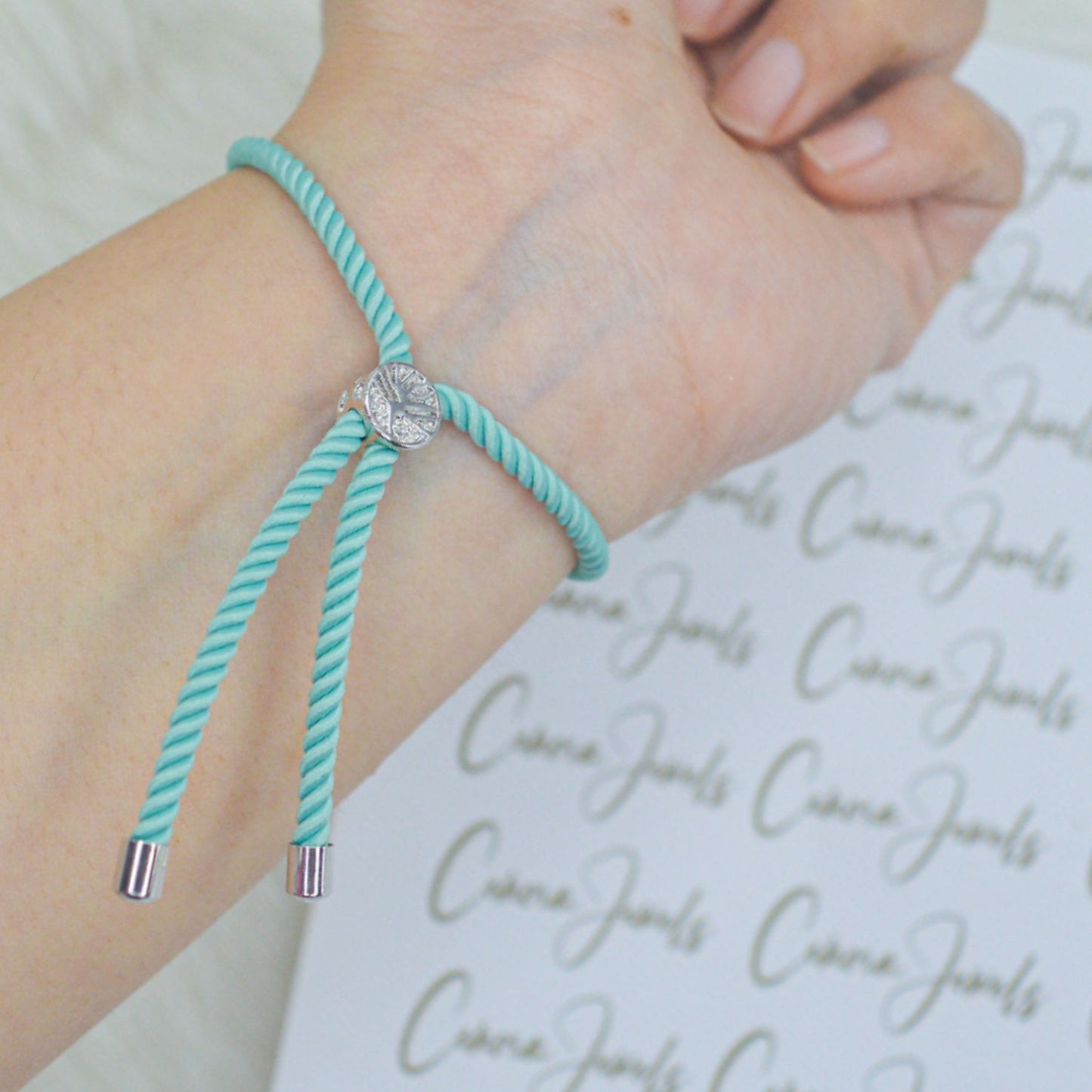 Mint Thread Silver Evil Eye Bracelet