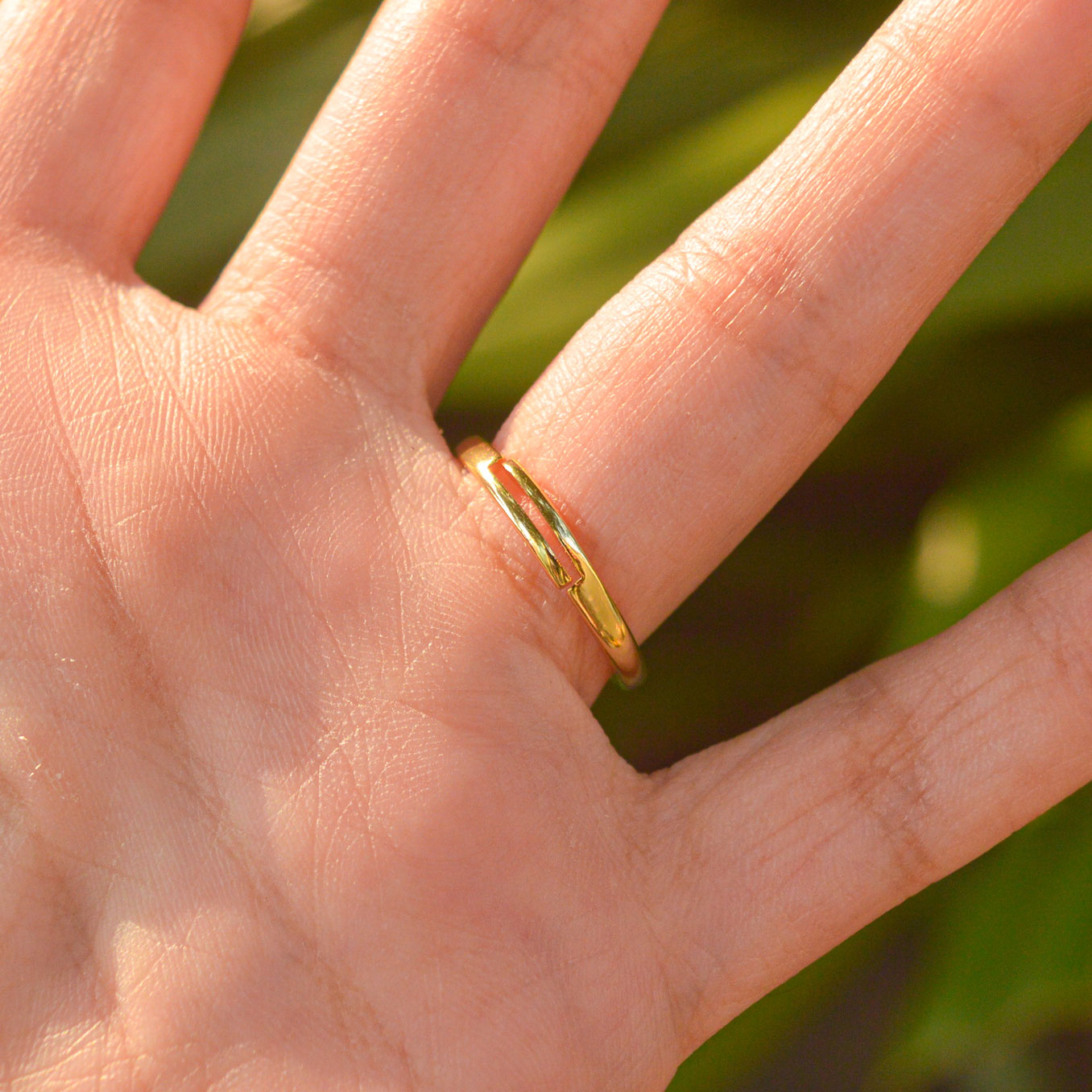 Baby Pink Round Evil Eye Ring ( Gold ) Adjustable