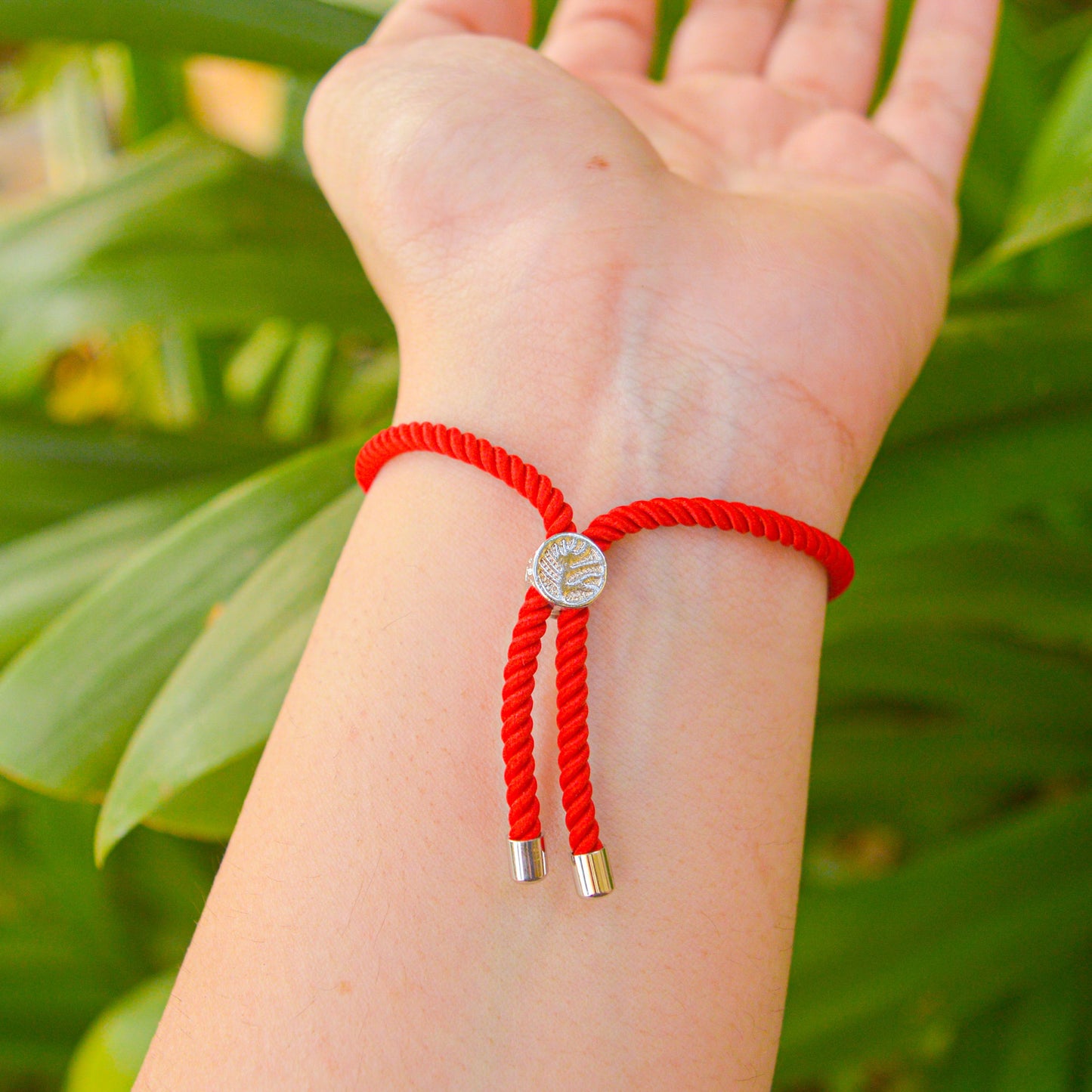 Silver Color Red Band Evil Eye Bracelet