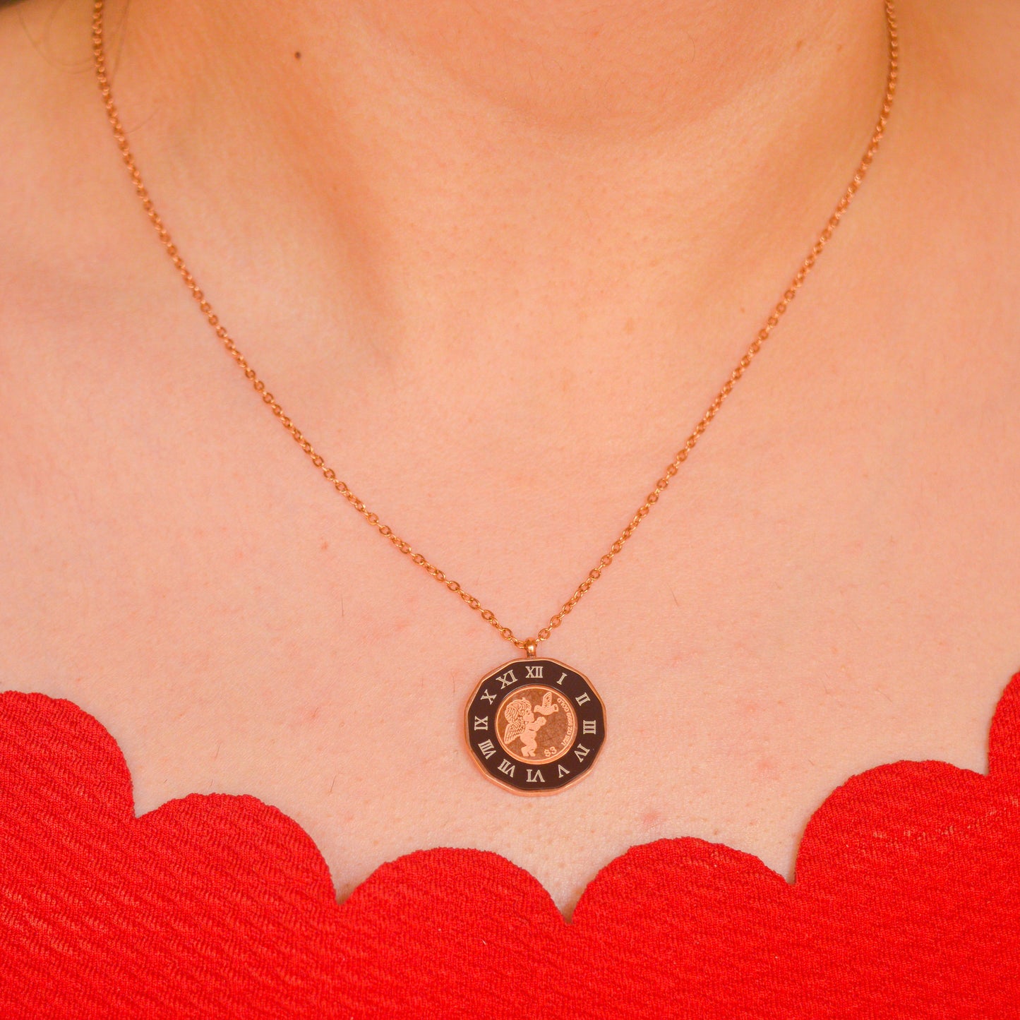 Cupid Angel Necklace - Rose Gold