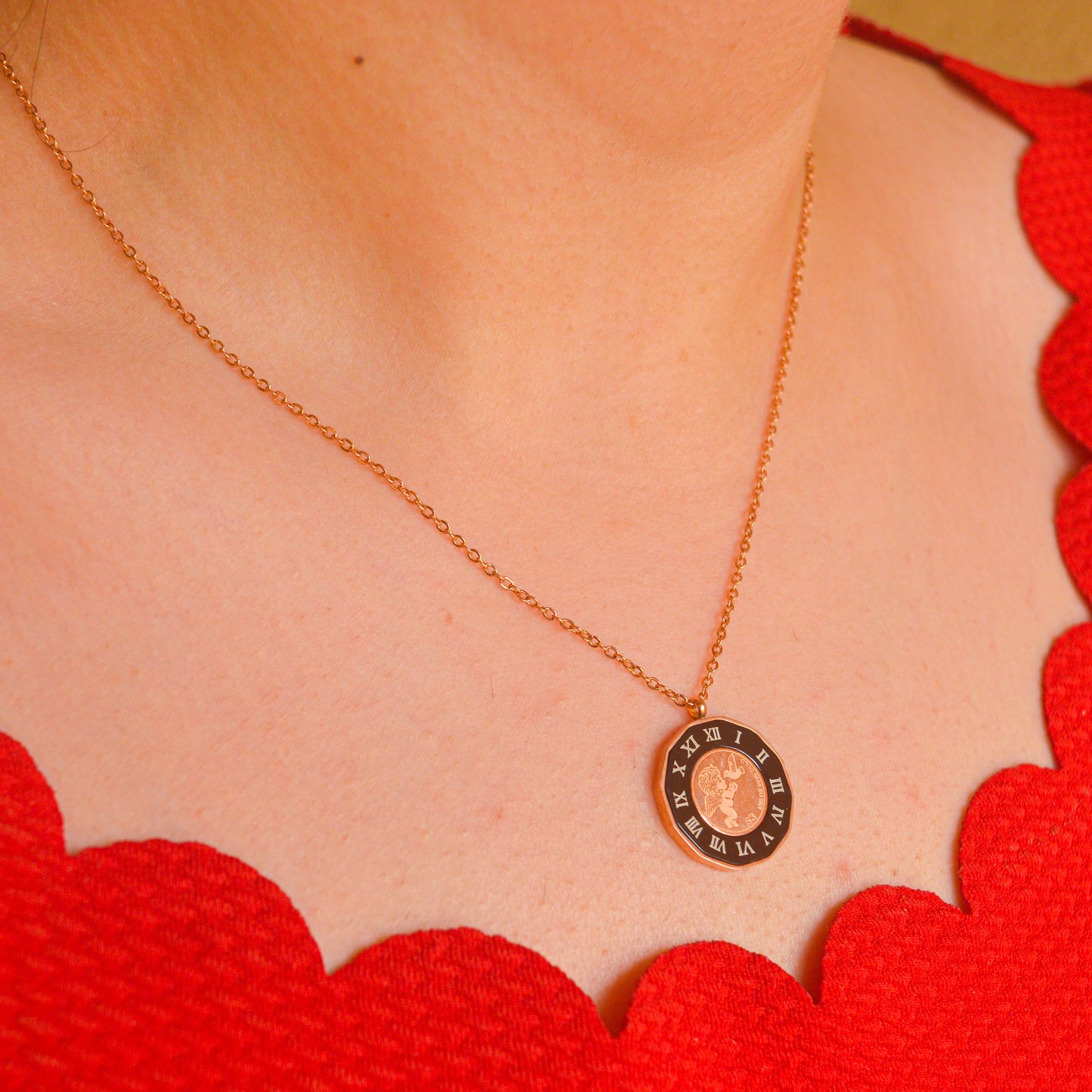 Cupid Angel Necklace - Rose Gold