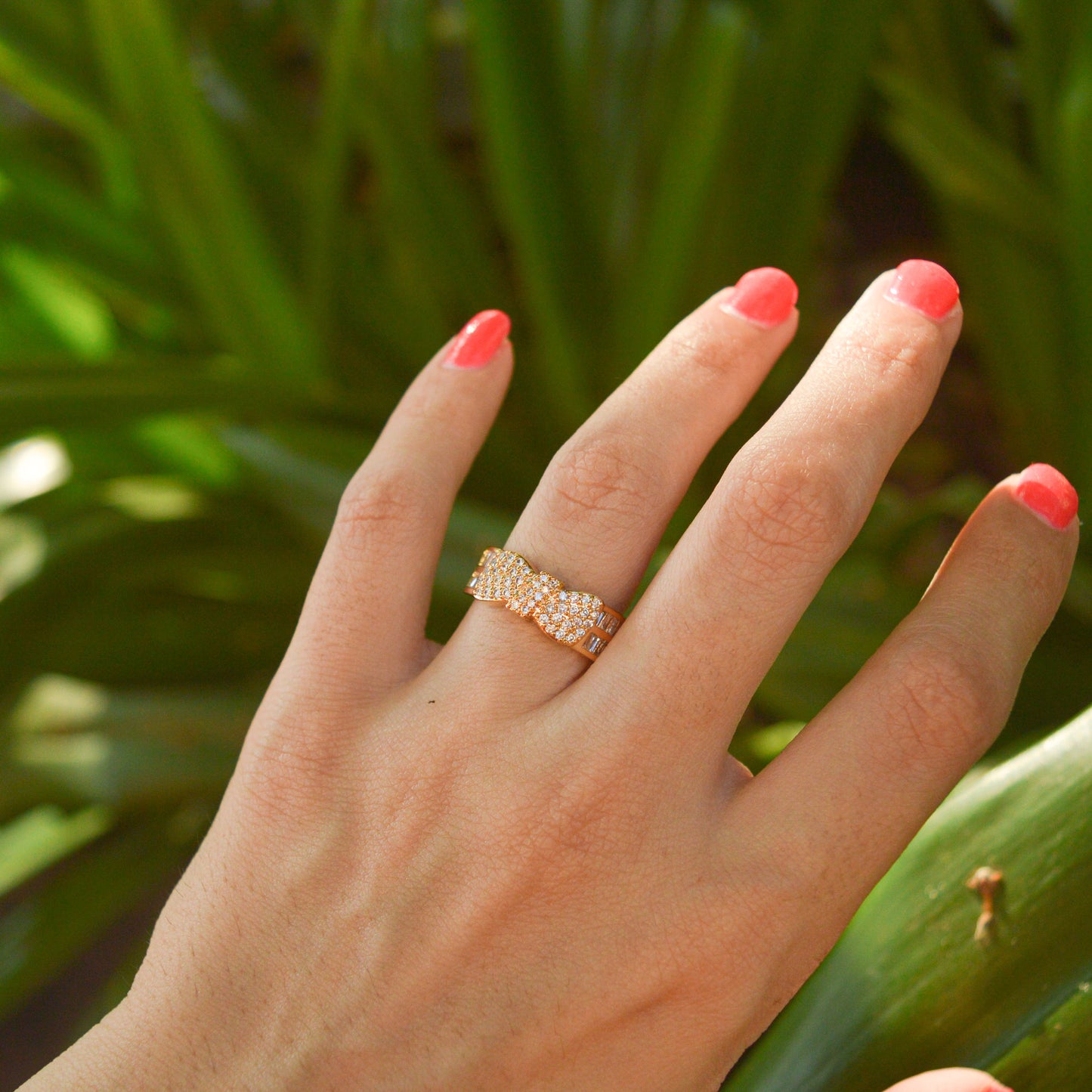 Bow Studded Ring ( Gold ) Adjustable