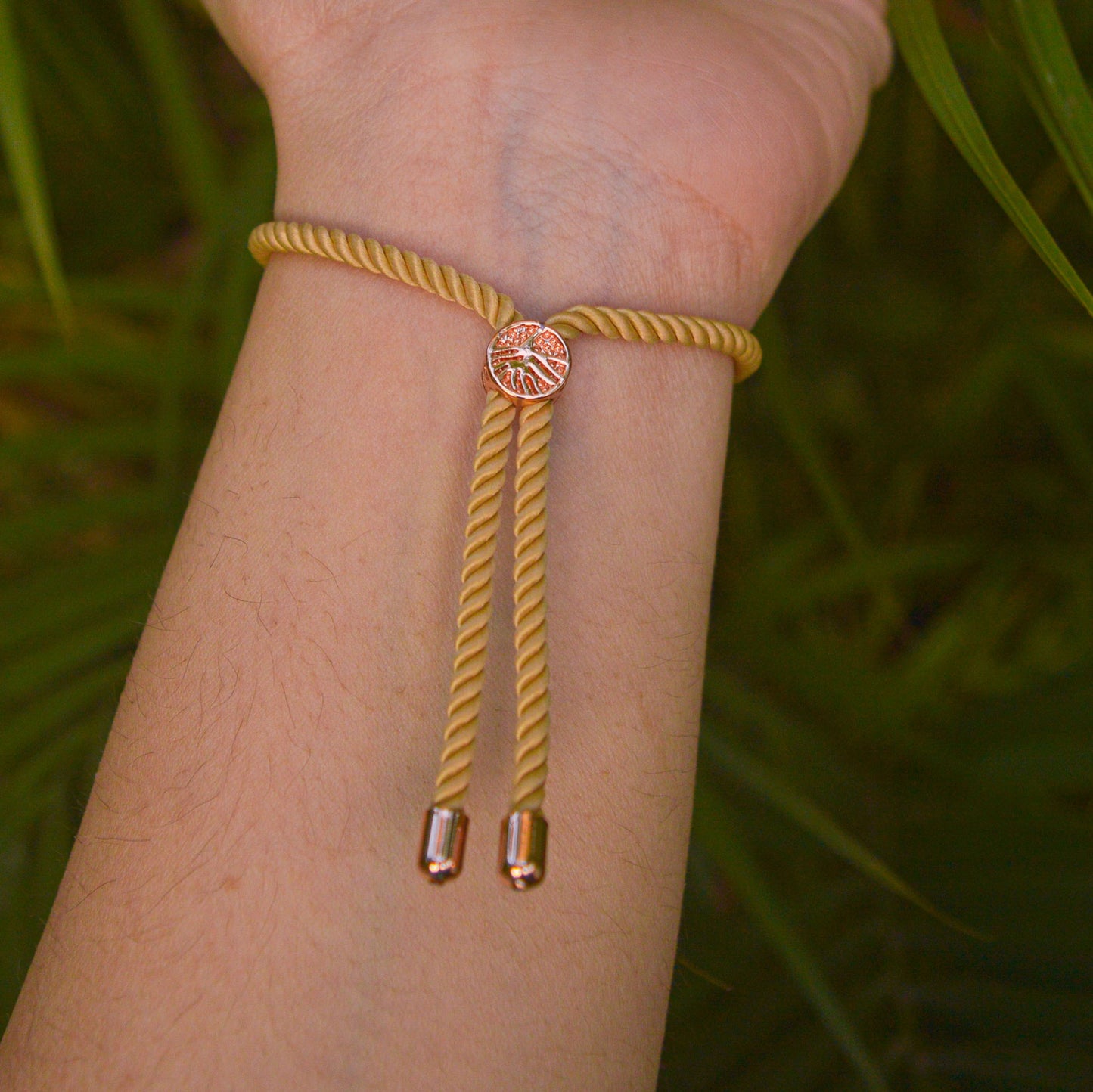 Blue Iris Cream Band Evil Eye Bracelet ( Rose Gold )