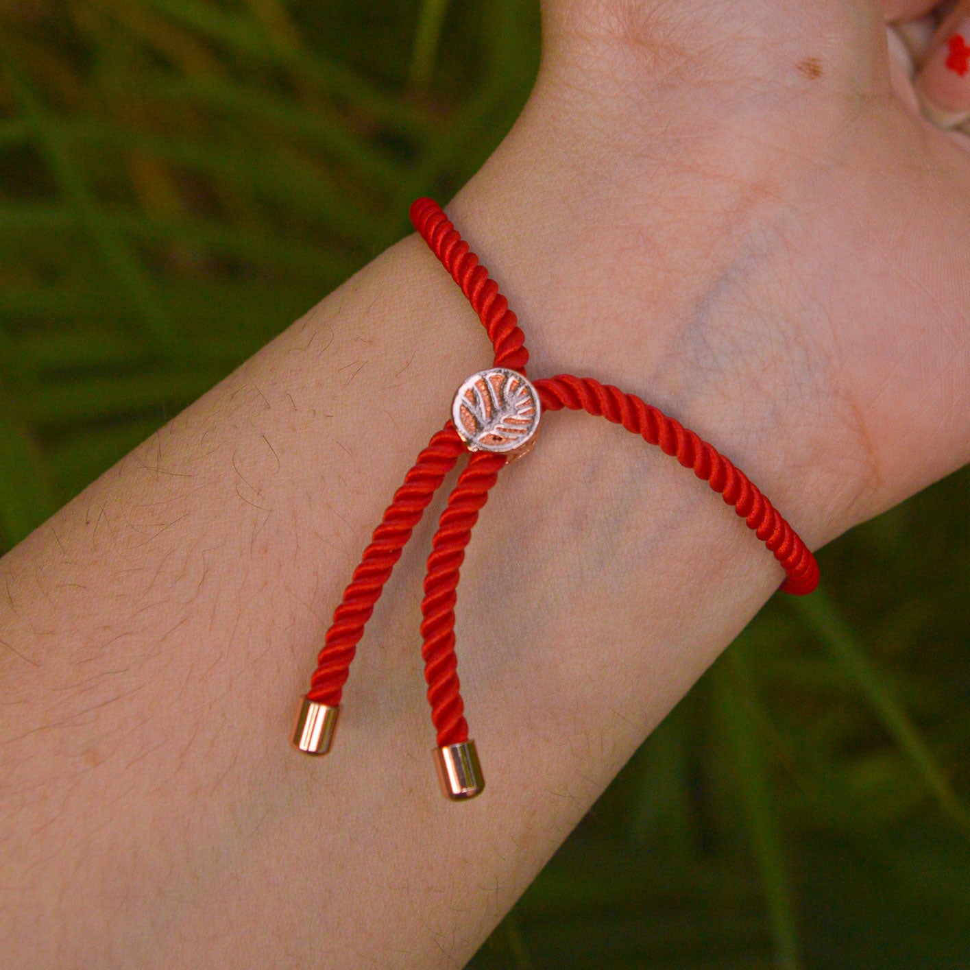 Blue Iris Red Band Evil Eye Bracelet ( Rose Gold )