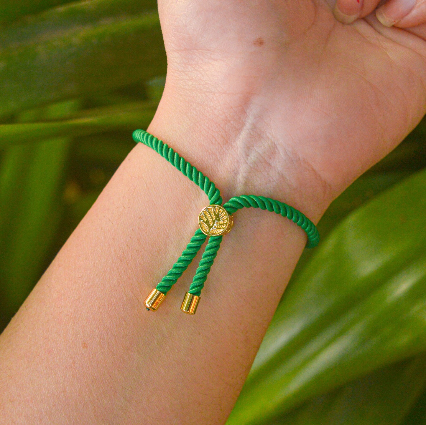 Green Energy Band Evil Eye Bracelet ( Gold )