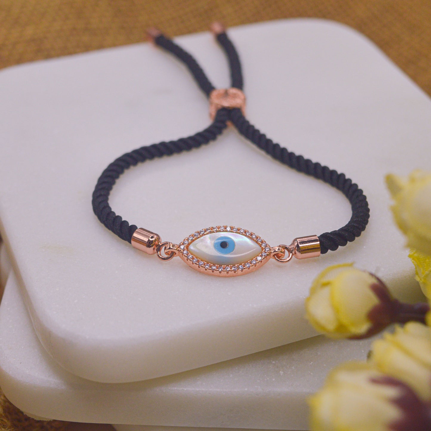 Mother of Pearl Evil Eye Bracelet - Rose Gold / Gold