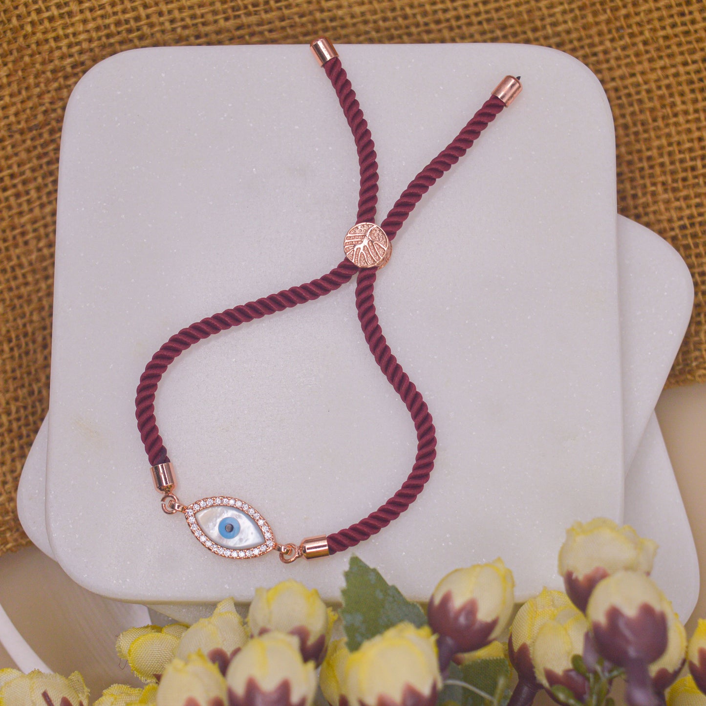 Mother of Pearl Evil Eye Bracelet - Rose Gold / Gold