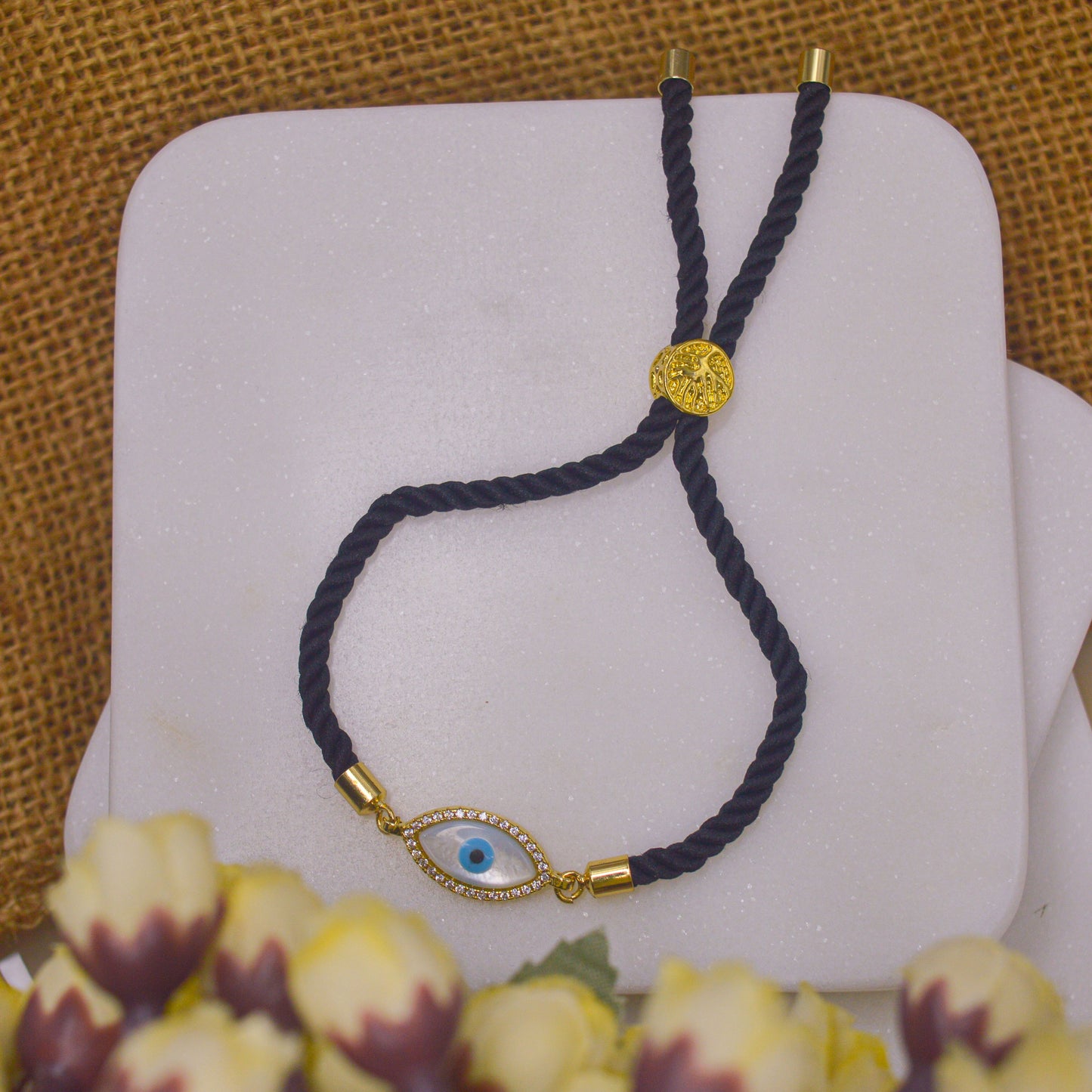 Mother of Pearl Evil Eye Bracelet - Rose Gold / Gold