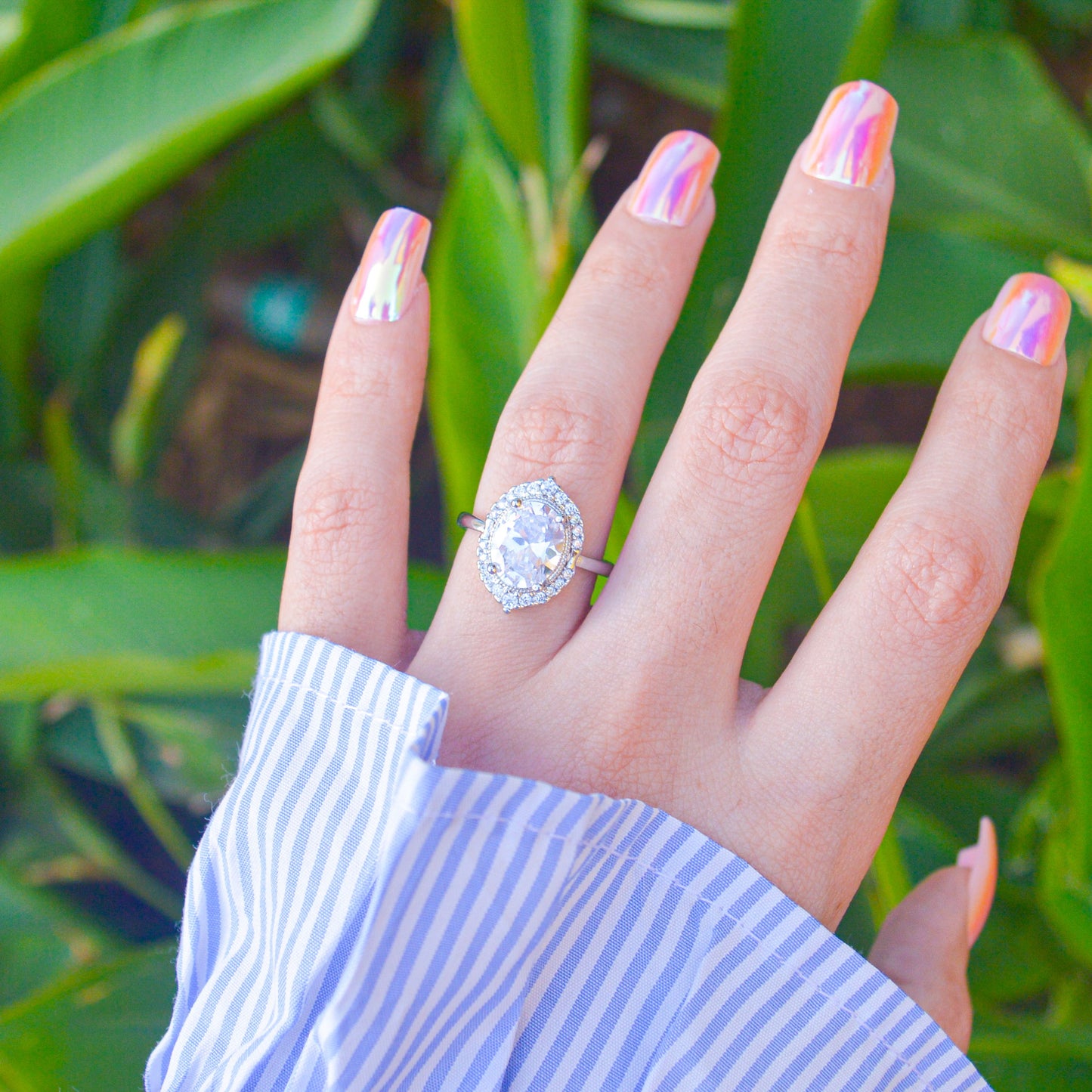 Ella Princess Solitaire Ring ( Silver )