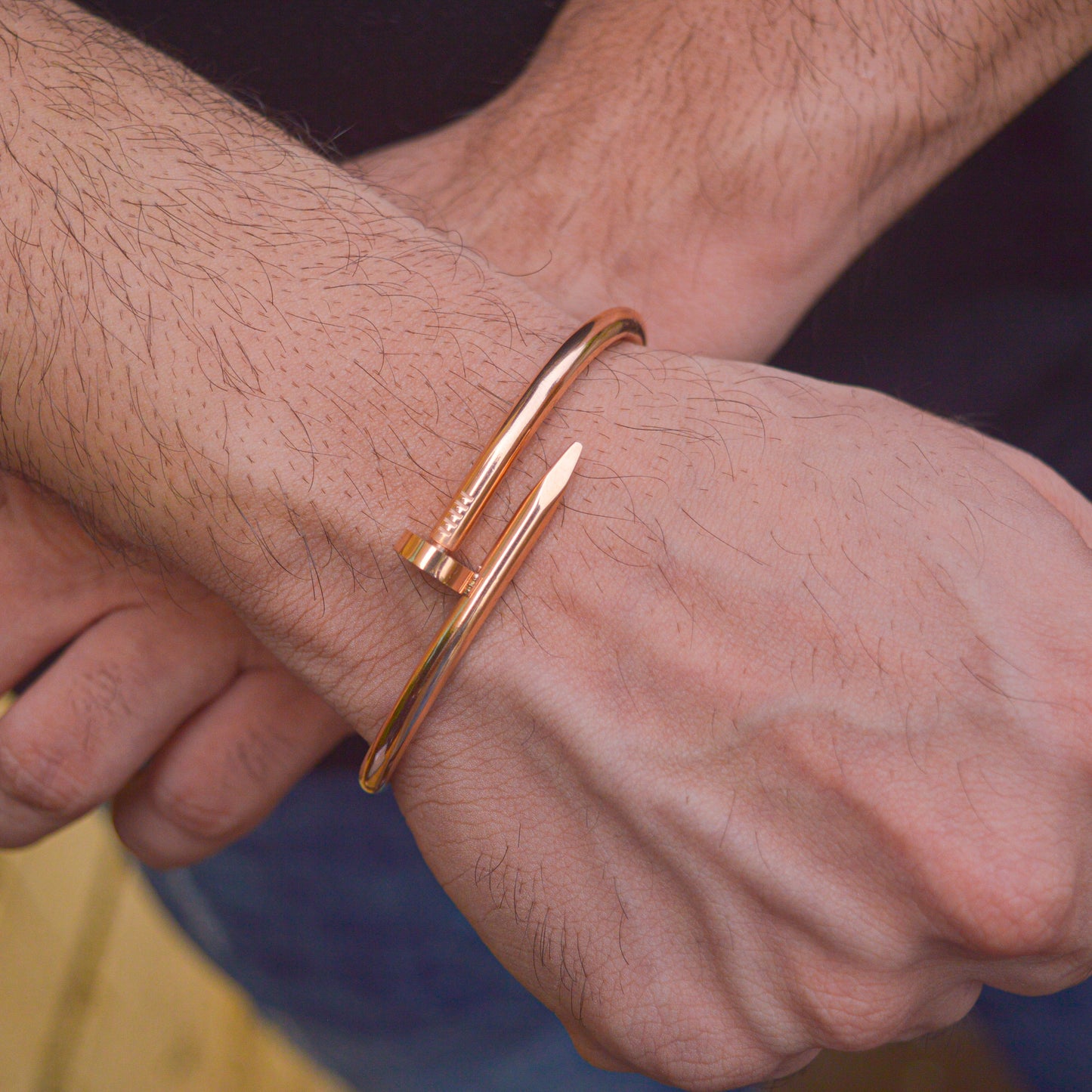 Men Rose Gold Nail Kadha Bangle Bracelet 2.8