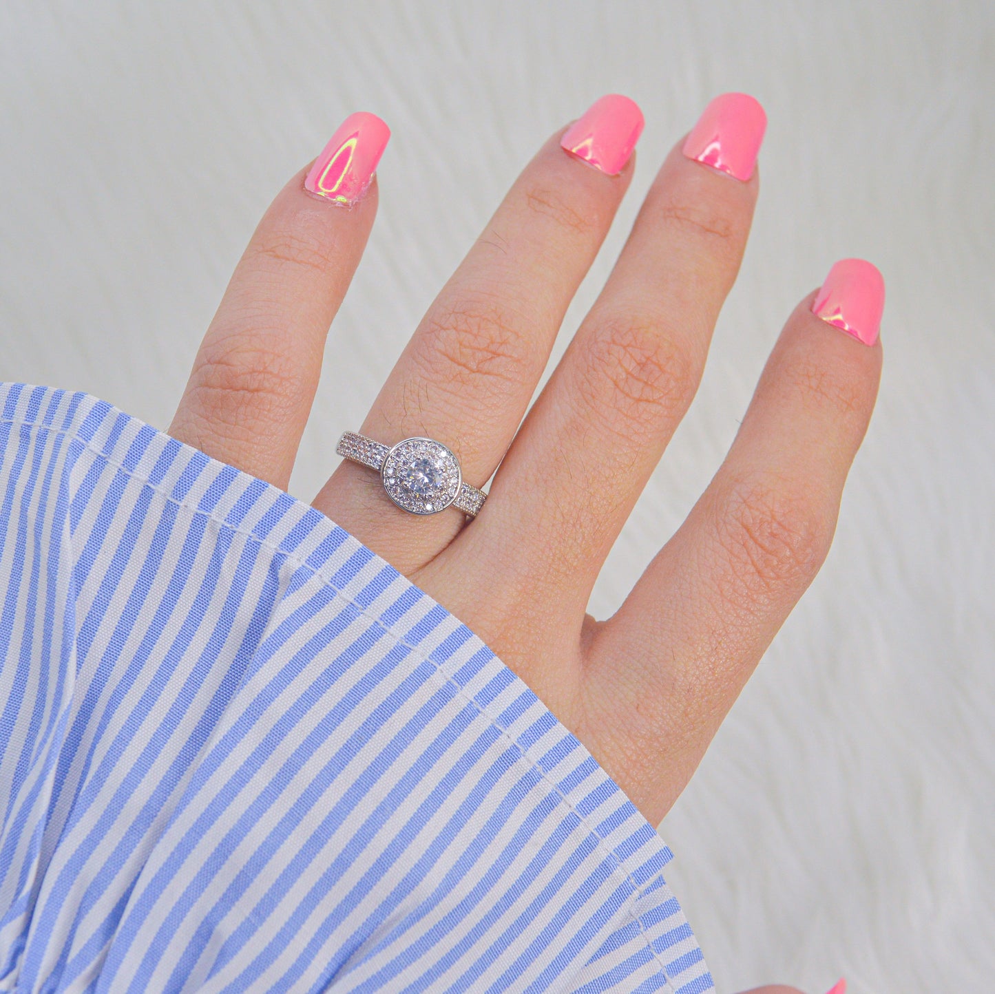 Princess Amanda Silver Studded Solitaire Ring ( Silver )