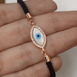 Mother of Pearl Evil Eye Bracelet - Rose Gold / Gold
