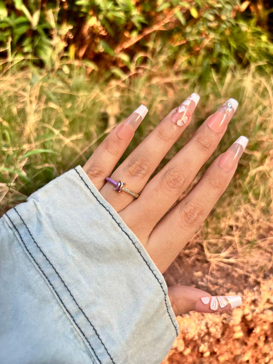 Purple Solitaire Band Ring - Adjustable