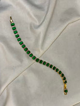 Load image into Gallery viewer, Green Emerald Tennis Bracelet with Loaded Diamonds - Gold Plated
