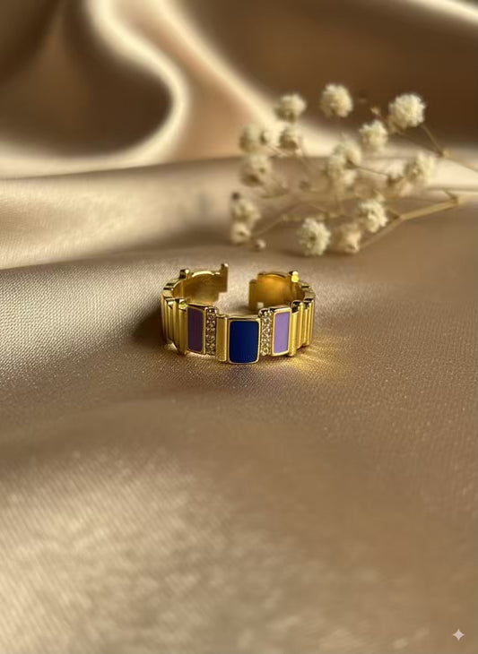 Uneven Purple Gold Plated Premium Ring (Adjustable)