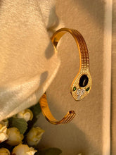 Load image into Gallery viewer, Oynx Stone Snake Kada Bracelet 18k Gold Plated Bangle
