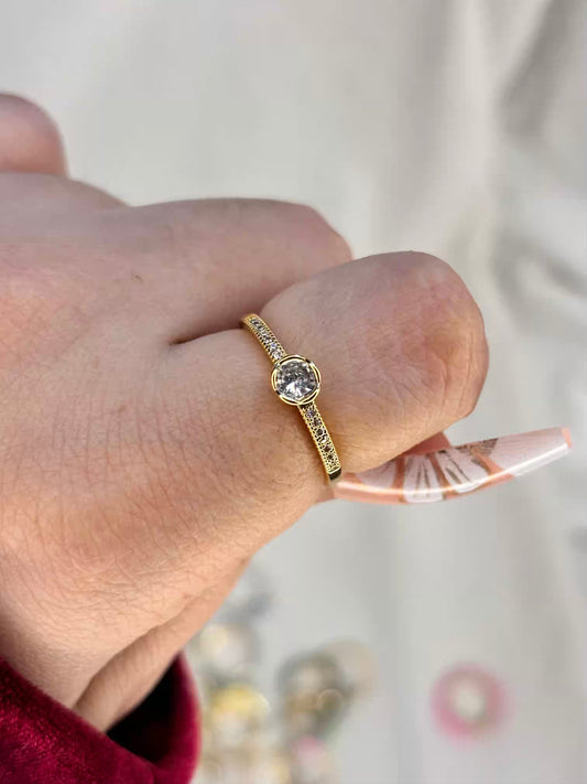 Tiny Solitaire Ring - Gold Plated