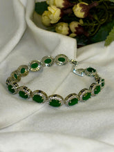 Load image into Gallery viewer, Green Emerald Oval Tennis Bracelet with Loaded Diamond (2.8 Size ) ( Select from Options)
