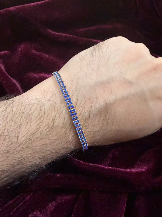Men's Tennis Blue Rakhi Bracelet ( Rose Gold )