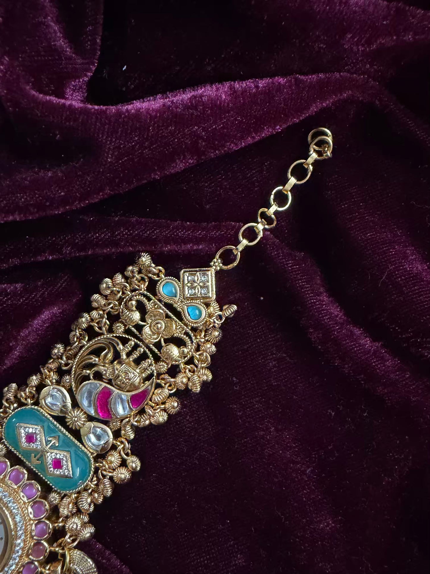 Pink Butterfly Peacock Dial Maharani Watch Heritage Bracelet ( Add your initial FREE )