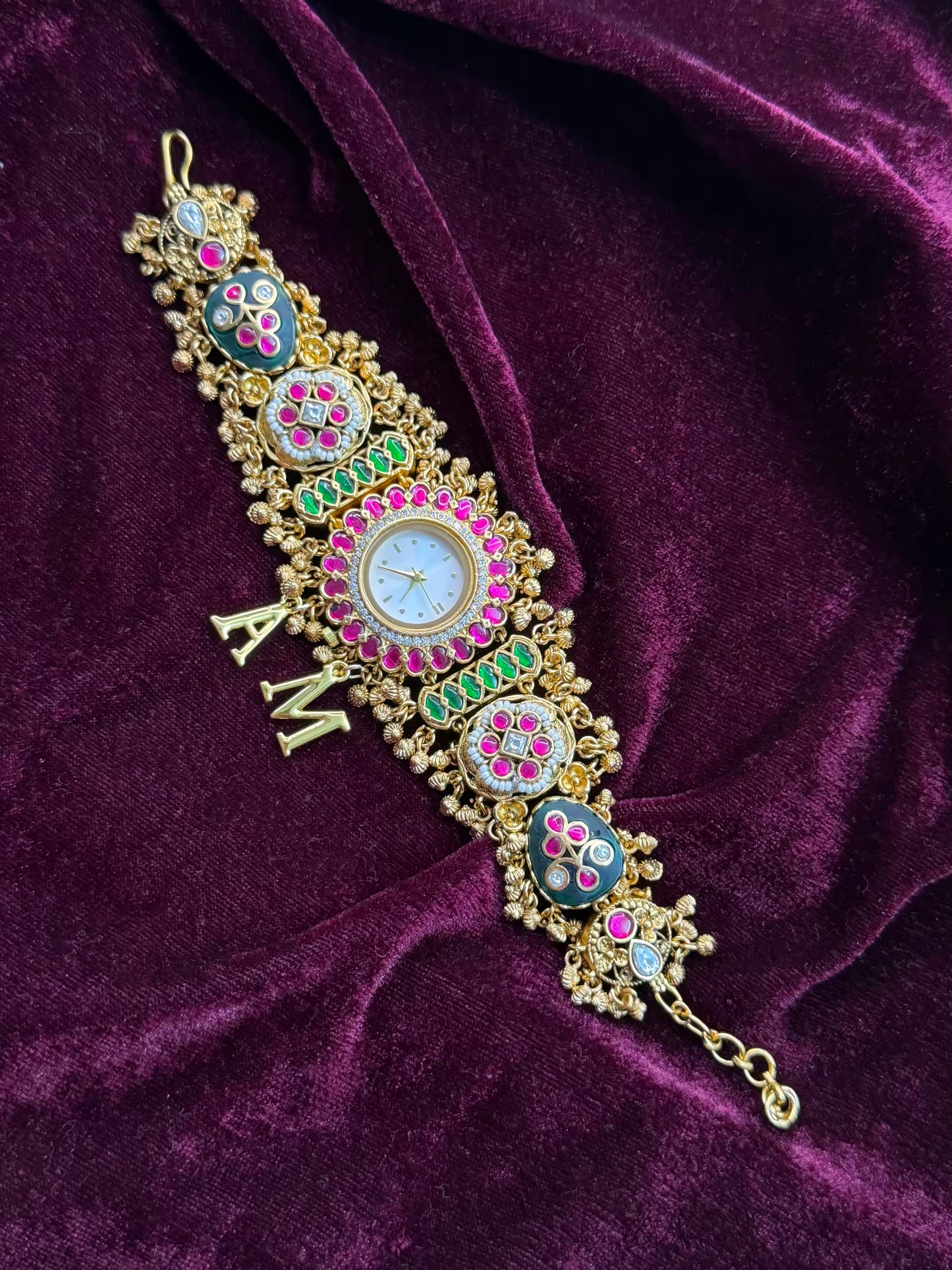 Creamy Kundan Heritage Maharani Watch Design Bracelet ( Only 2pcs Available)