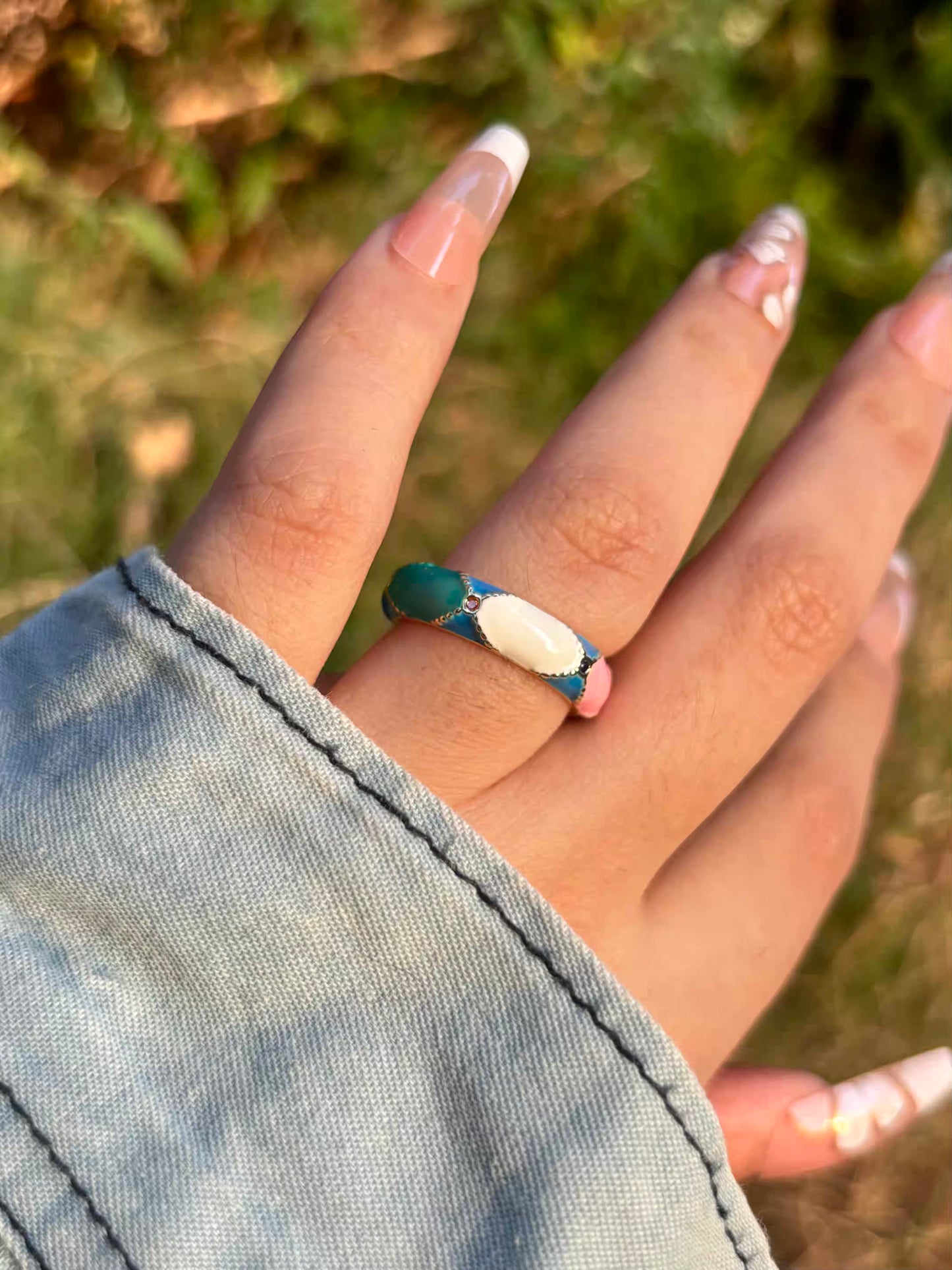 Multicoloured Cross Band Ring - Adjustable