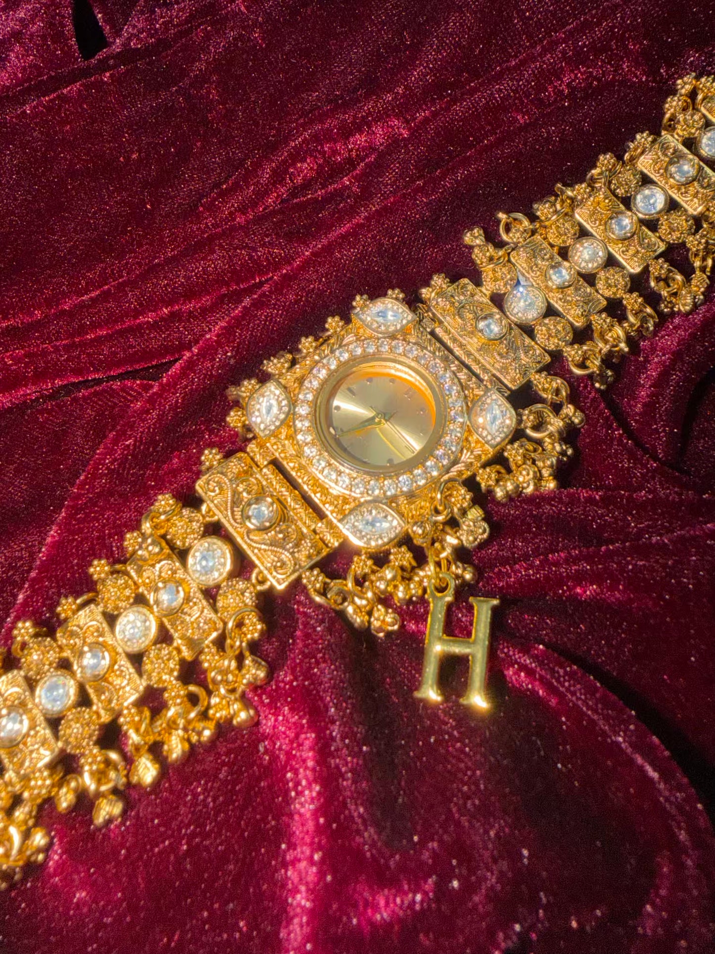 Katyayani Heritage Watch Rakhi in Premium Swarovski (Free Initial)