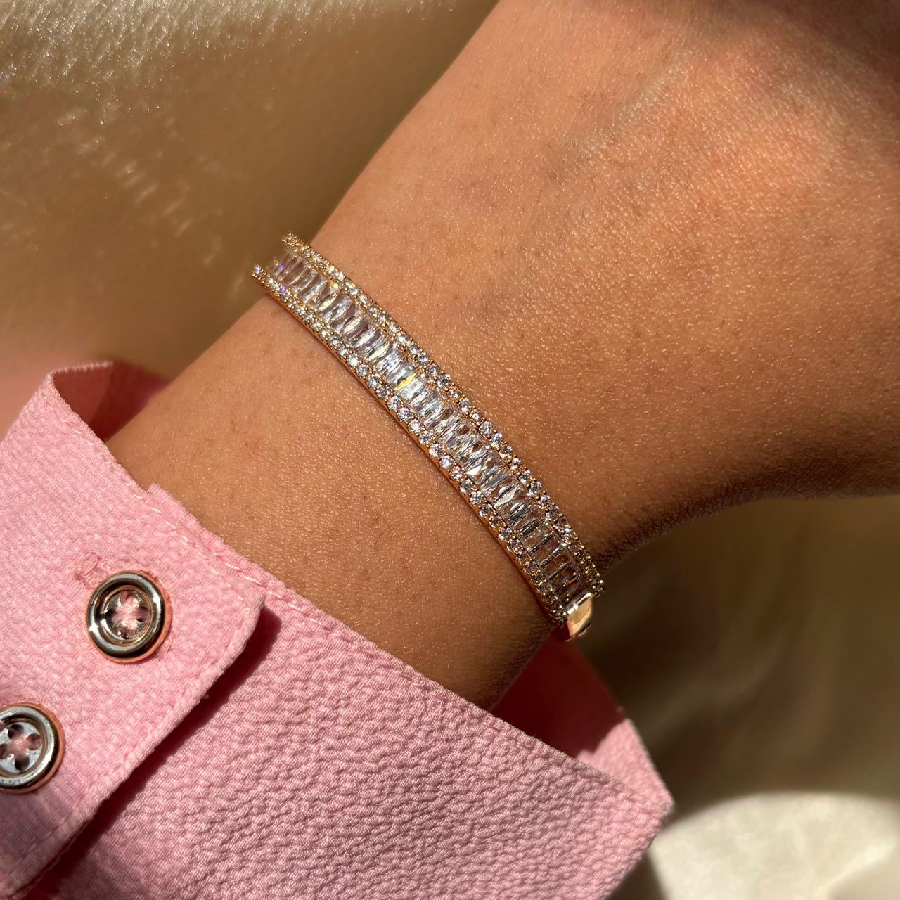 Loaded Diamonds Kada Bracelet Bangle - 18k Gold Plated