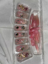 Load image into Gallery viewer, Baby Pink Half Moon Shimmery Fancy Party Bridal Press On Nails ( Set of 24 )
