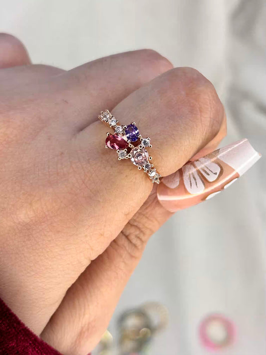 Purple Pink Solitaire Ring - Rose Gold