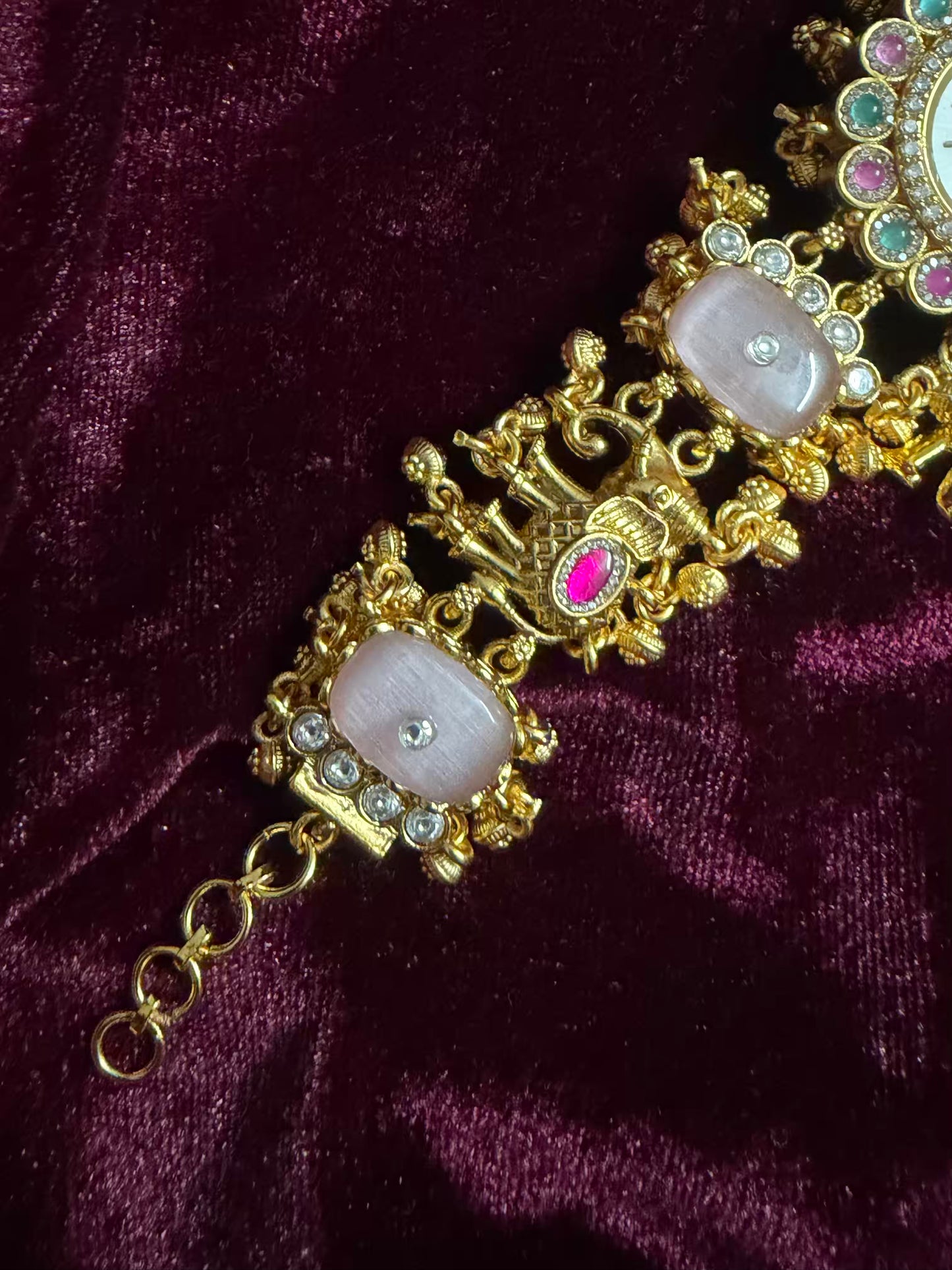 Pink Dial Luxury Watch Rakhi in Premium Swarovski