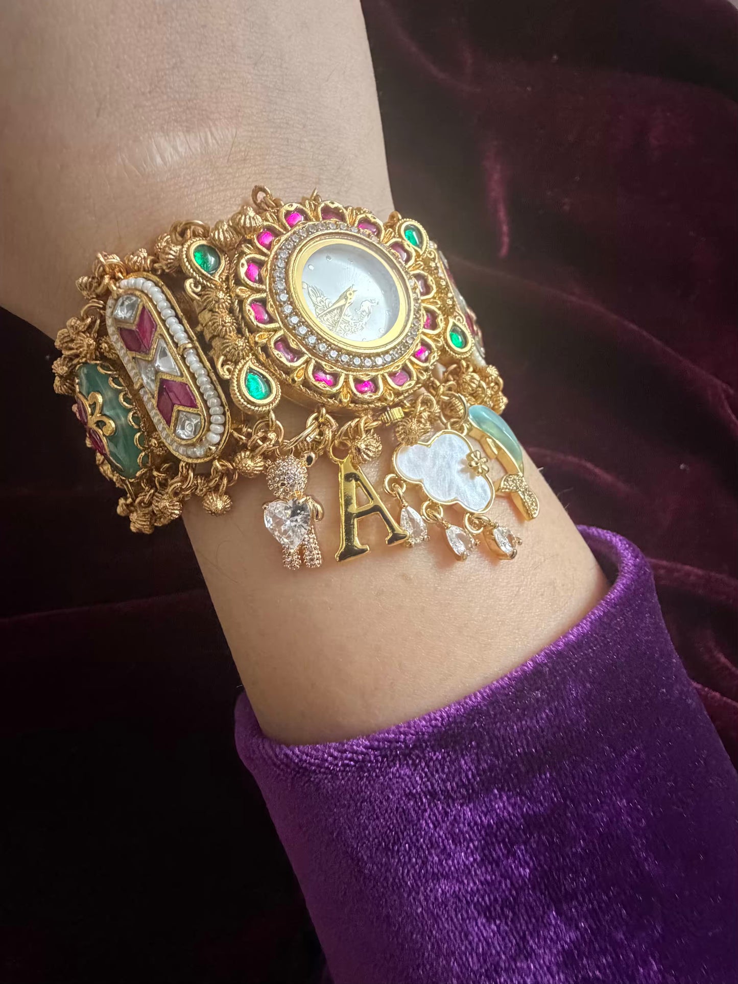 Peacock Luxury Watch Rakhi in Premium Swarovski Charms