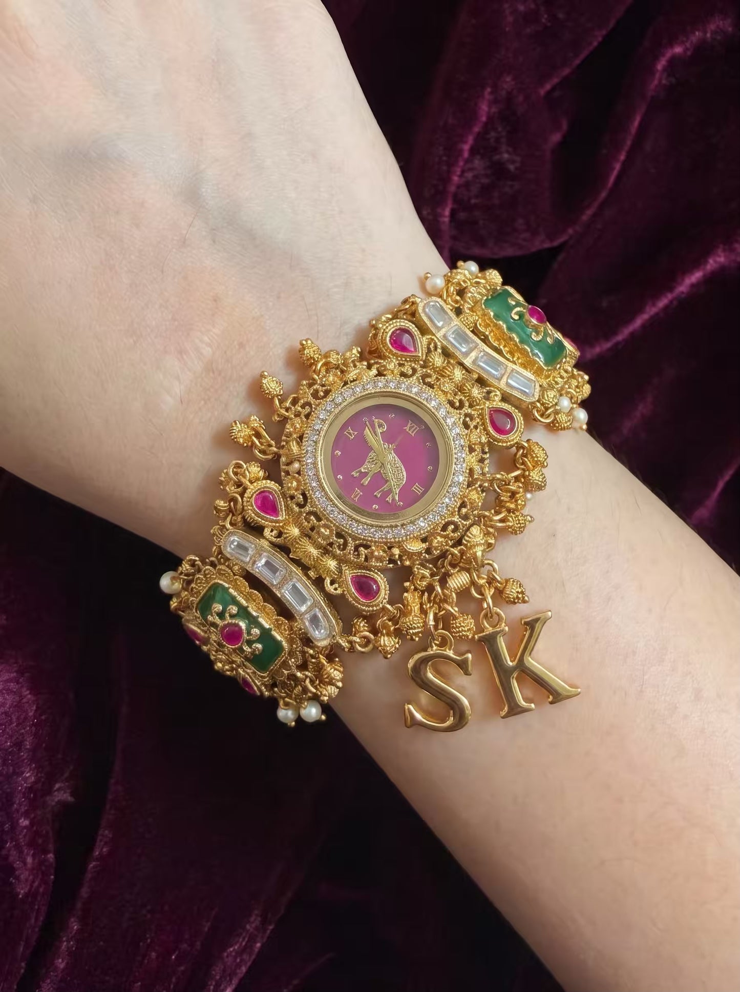 New Burgundy Dial Elephant Dial Maharani Watch Design Heritage Bracelet ( Limited Edition )