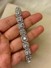 Load image into Gallery viewer, Square Solitaire Diamonds Tennis Bracelet - Silver
