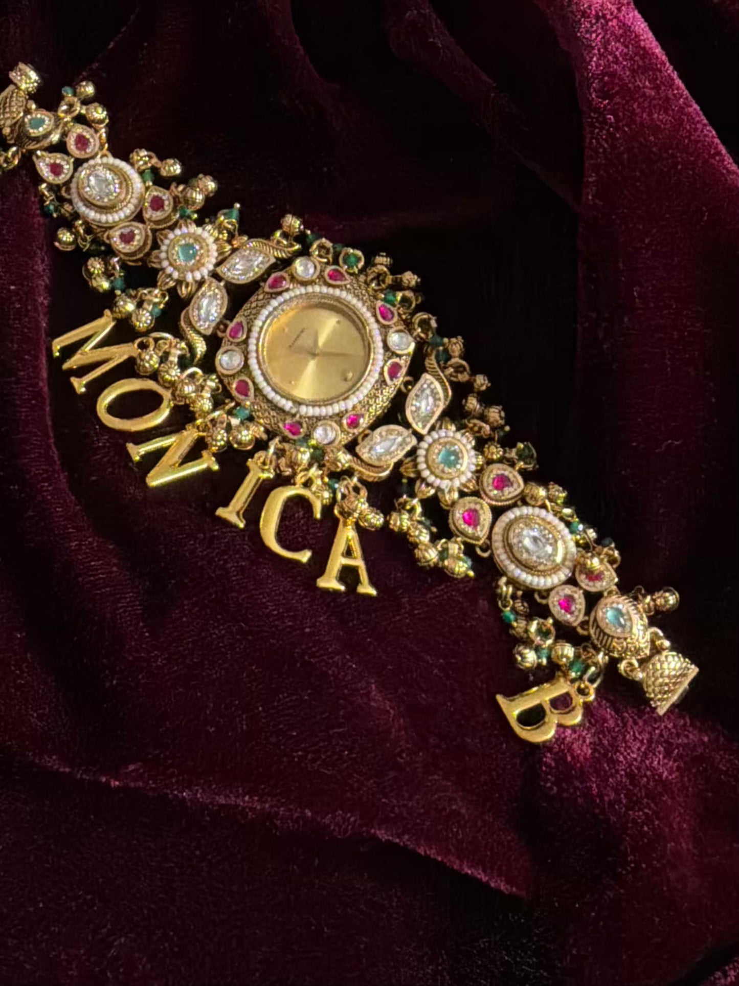 Royal Maharani Watch Design Bracelet fits 2.8 Adjustable with hooks ( Customise Your Name )
