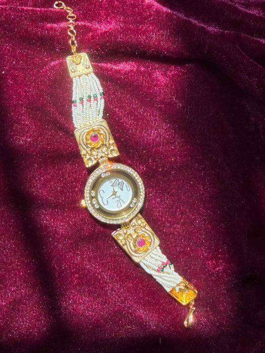 Simple Dial Rajwadi Gold Plated Heritage Maharani Watch