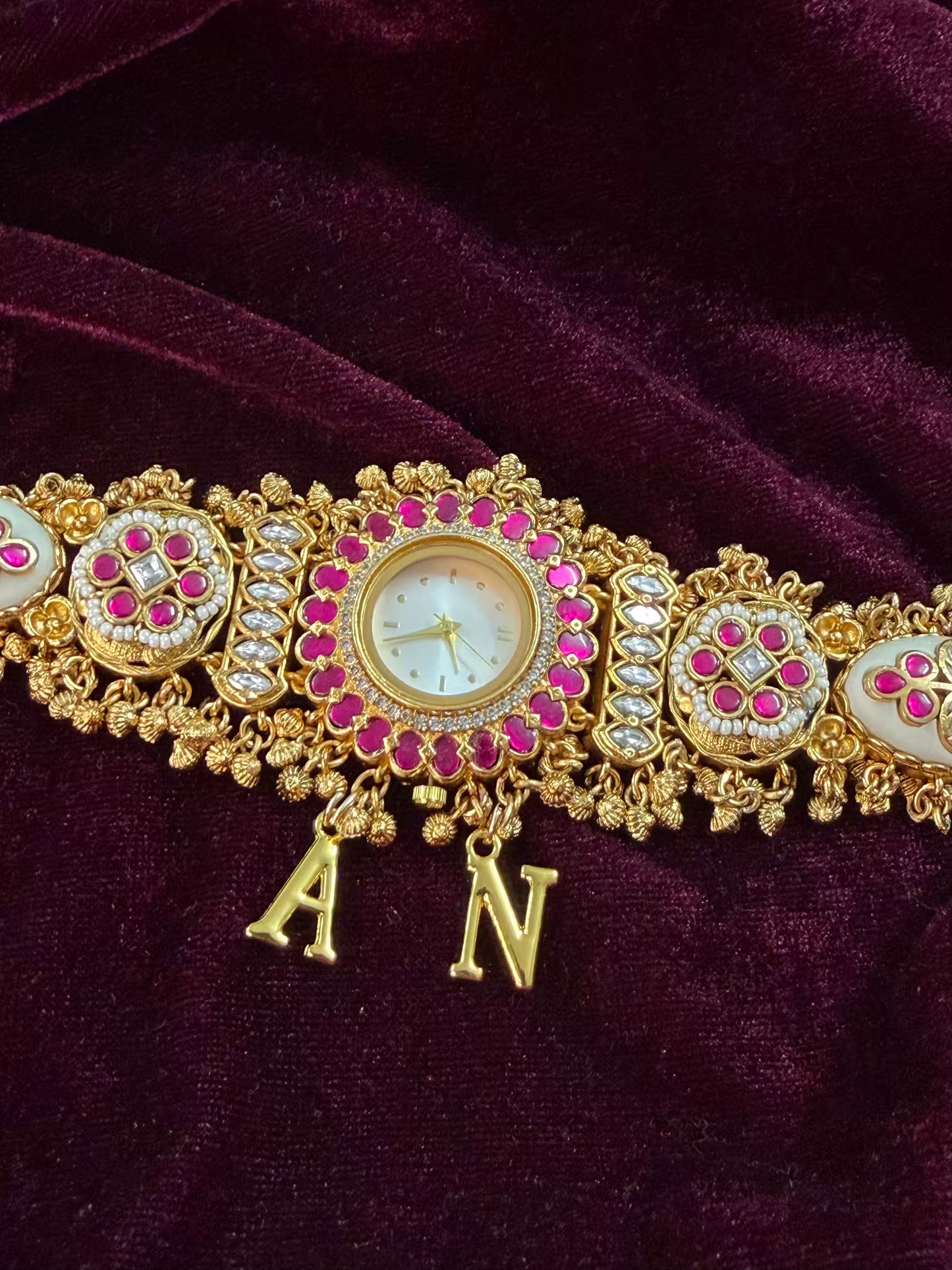 Creamy Kundan Heritage Maharani Watch Design Bracelet ( Only 2pcs Available)