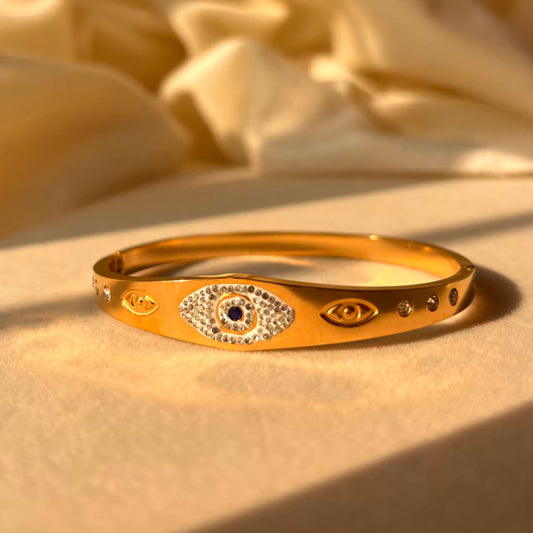 Evil Eye Gold Bangle