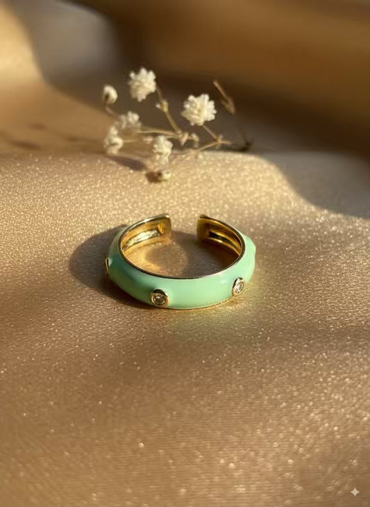 Mint Diamond Gold Plated Premium Ring (Adjustable)