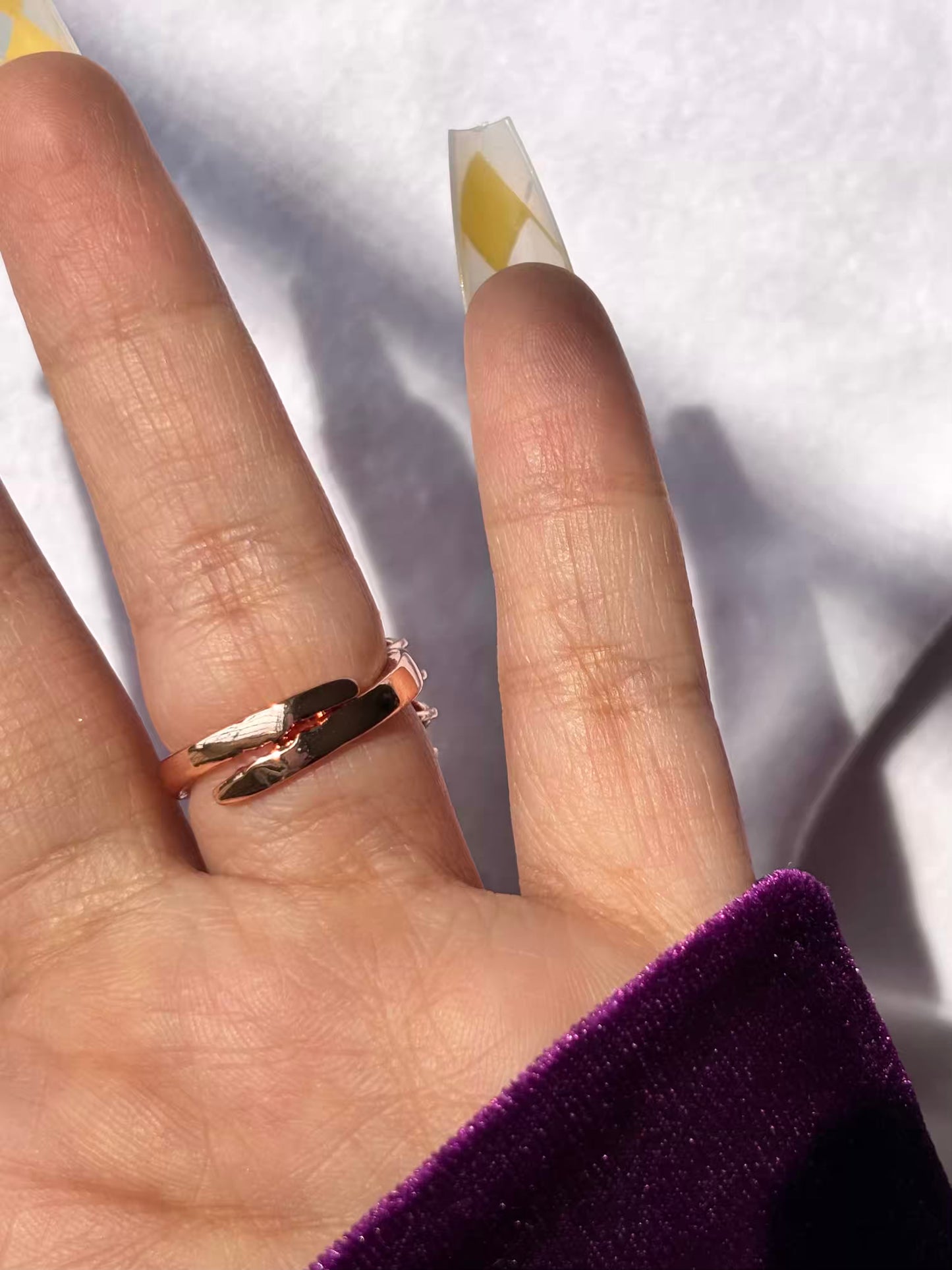 Premium Green Emerald Rectangular Ring( Rose Gold )Adjustable