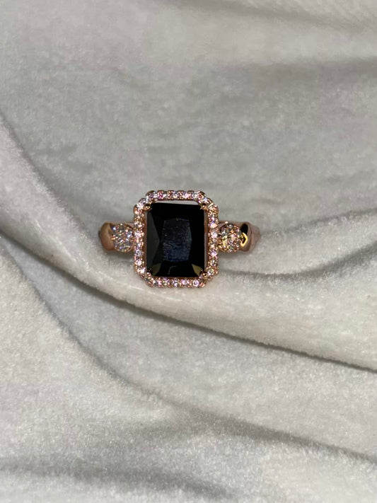 Black Tourmaline Solitaire Ring For Positive Vibes