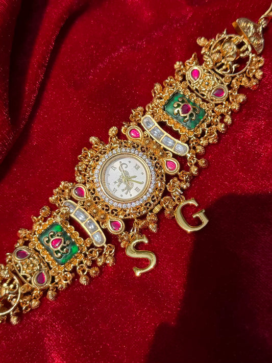 Elephant Dial Maharani Watch Design Heritage Bracelet (Customise Initial )