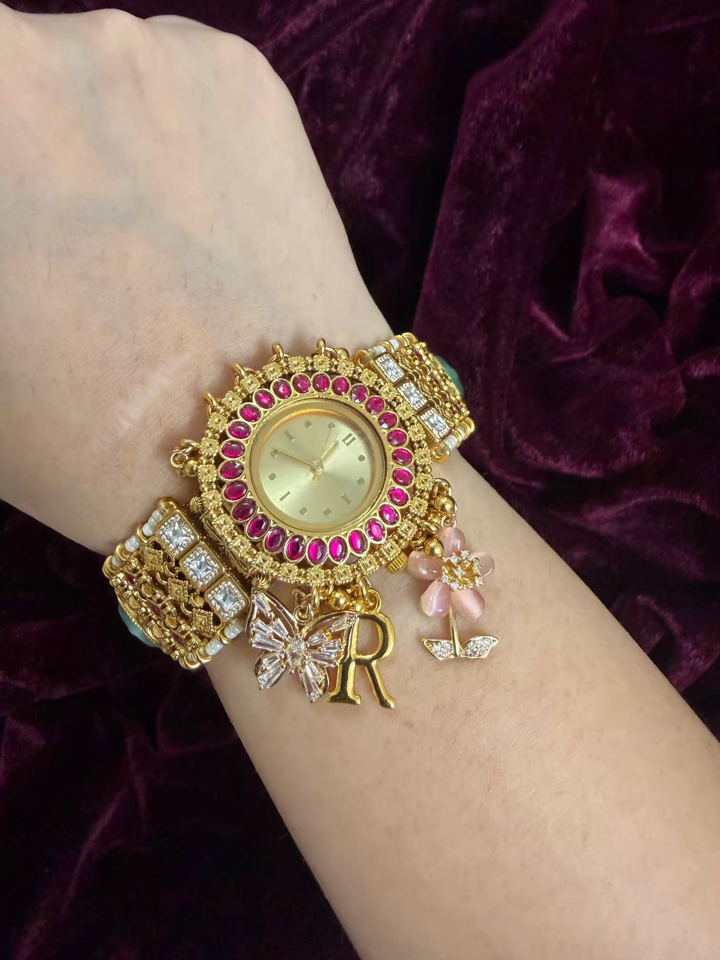 Round Dial Maharani Watch Heritage Bracelet ( Add your initial FREE ) (Copy)