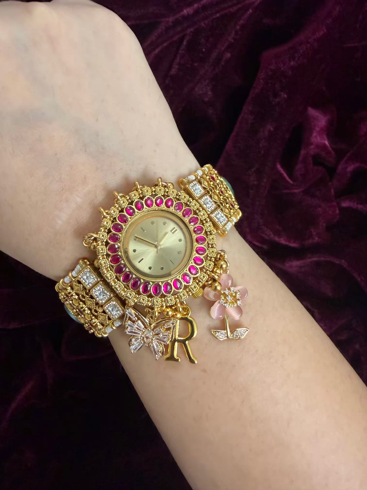 Round Dial Maharani Watch Heritage Bracelet ( Add your initial FREE ) (Copy)