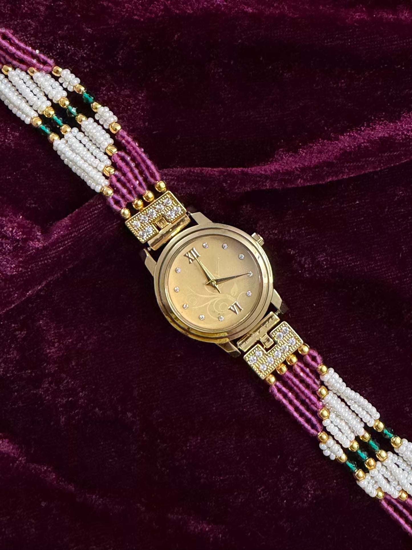 Gold Dial Royal Pink Maharani Watch Design Heritage Bracelet