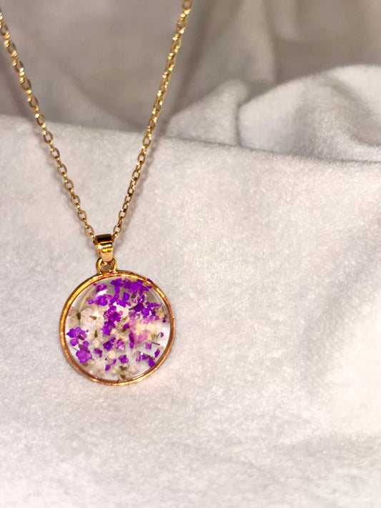 Purple Floral Handmade Necklace