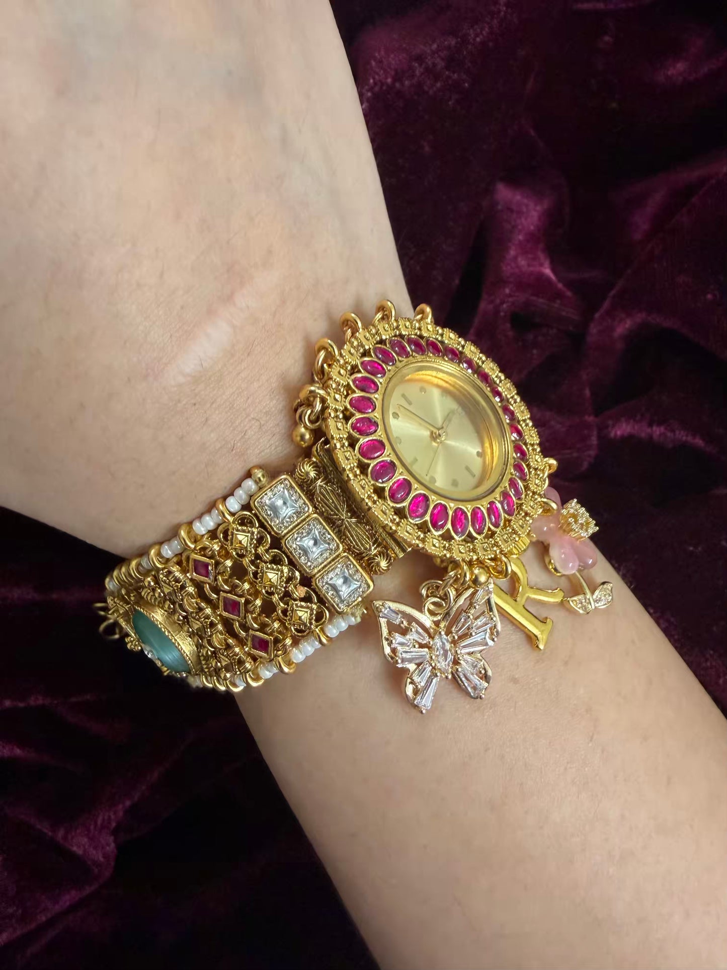 Round Dial Maharani Watch Heritage Bracelet ( Add your initial FREE ) (Copy)