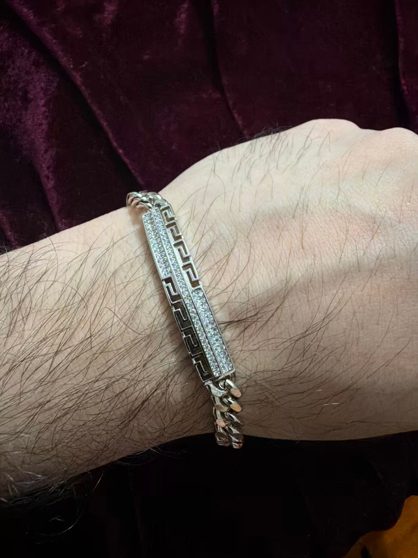 Kavach Diamond Men's Rakhi Bracelet - Silver Polish