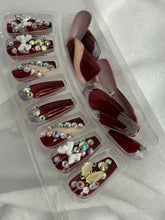 Load image into Gallery viewer, Maroon Sequins Fancy Party Bridal Press On Nails ( Set of 24 )
